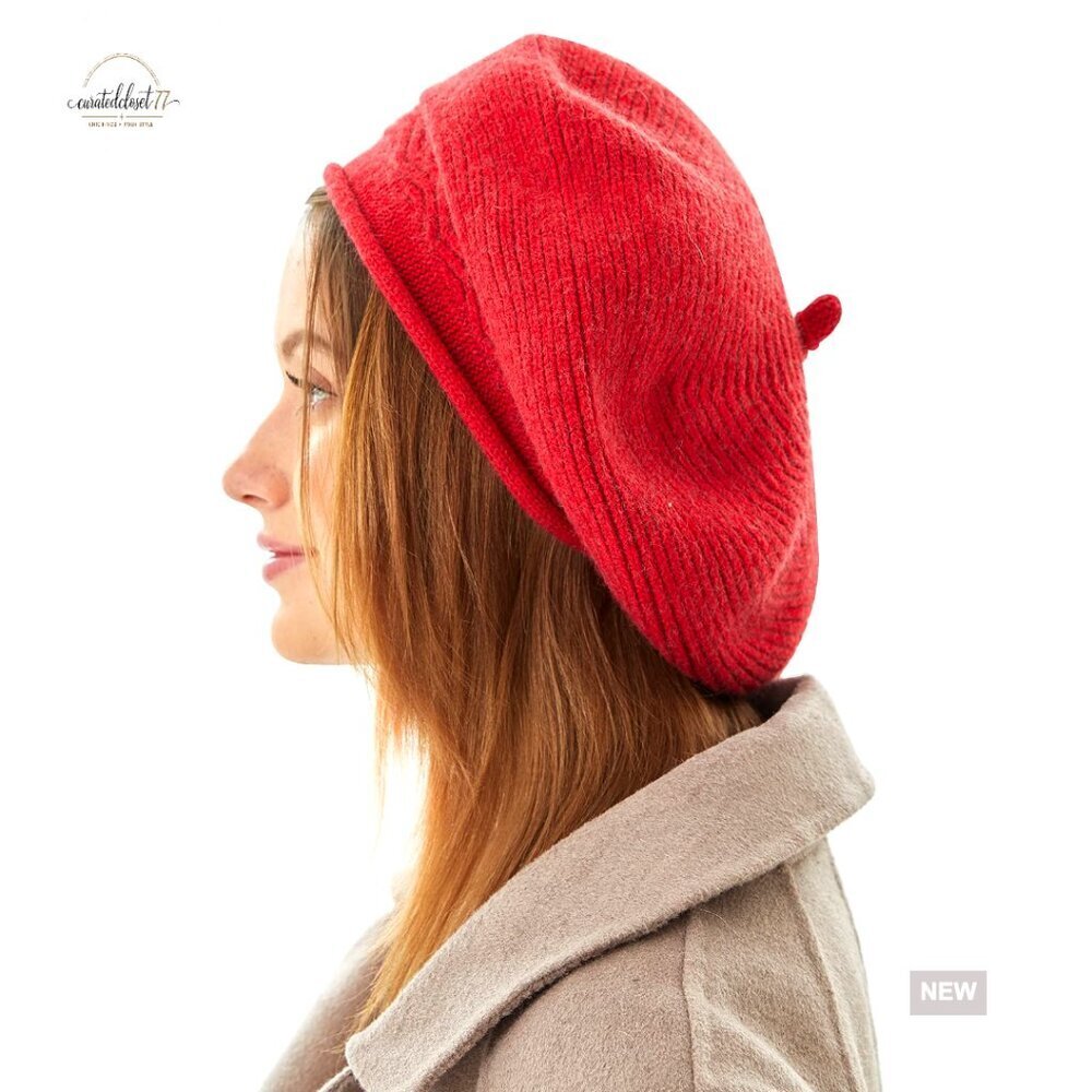 Wool Lined Beret Hat Women's Winter Fashion French Style Knit Cap